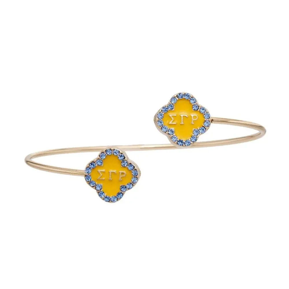 SGRHO Sisterhood Shine Gold-Tone Clover Open Bangle